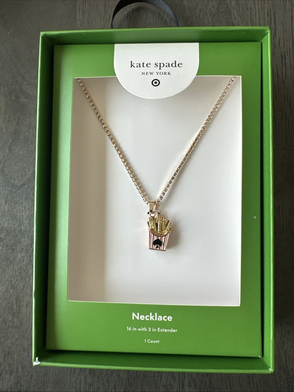 French Fry Charm Tennis Necklace Chain Crystal- Kate Spade x Target